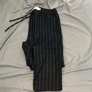 Navy/black with white pinstripe stripes skinny fit trousers